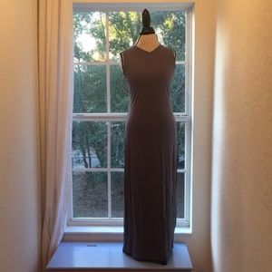 New York & Company gray maxi V neck dress